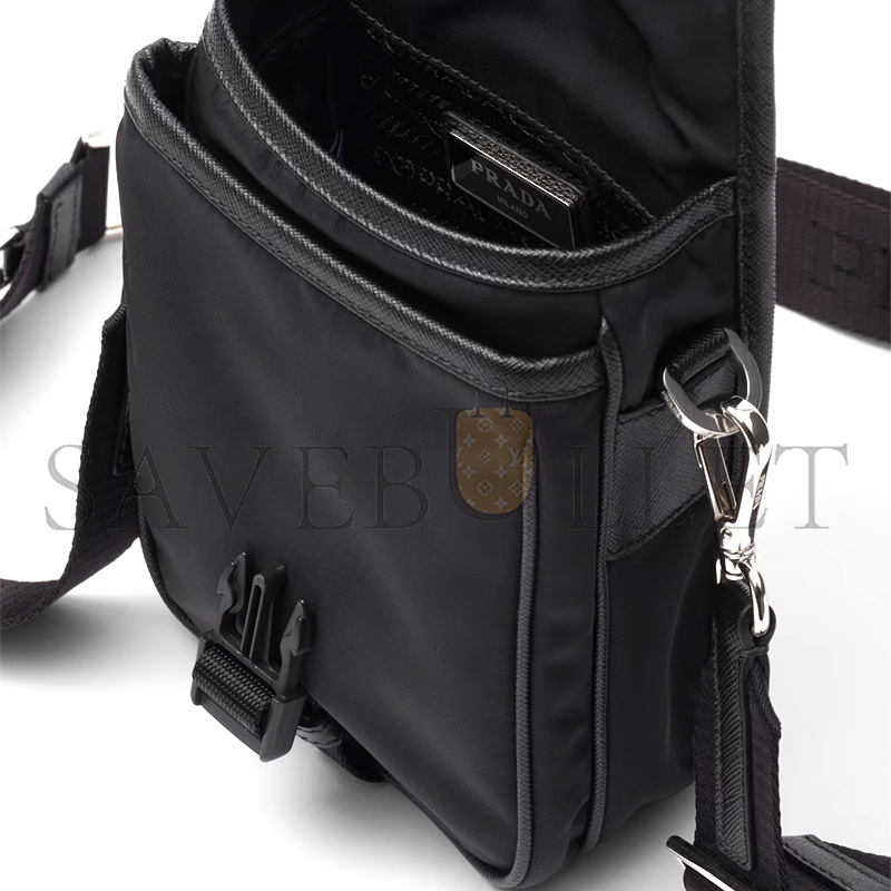 Pra*a re-nylon and saffiano leather shoulder bag 2vd043 (19*14*5.5cm)